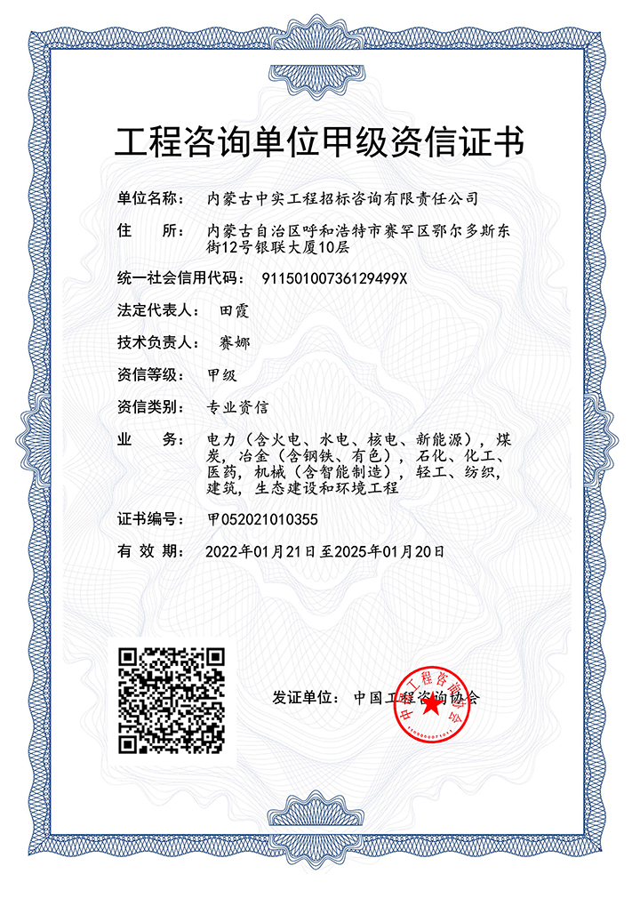 登录入口单位甲级专业资信证书