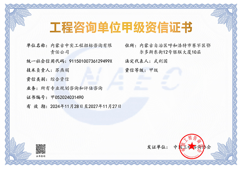登录入口单位甲级综合资信证书